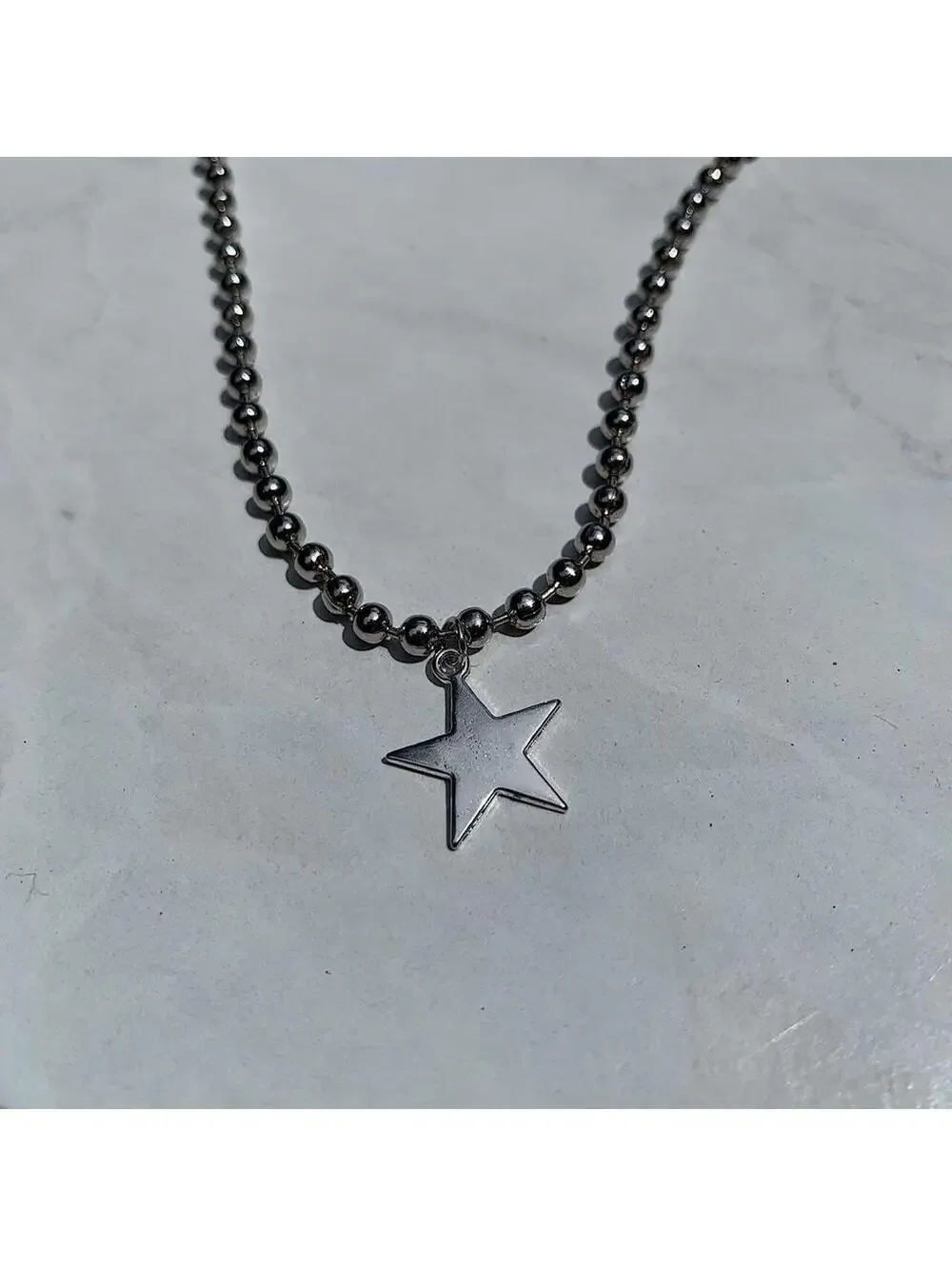 Steel Star Pendant y2k Cyber style choker necklace. Men’s women’s unisex. 17.5